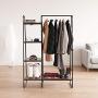 IRIS USA, Inc. PI-B3 IRIS Metal Garment Rack with Wood Shelves, Black/Dark Brown