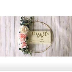 Hospital Door Hanger - White and Gold - Floral - Baby Girl - Shabby Chic