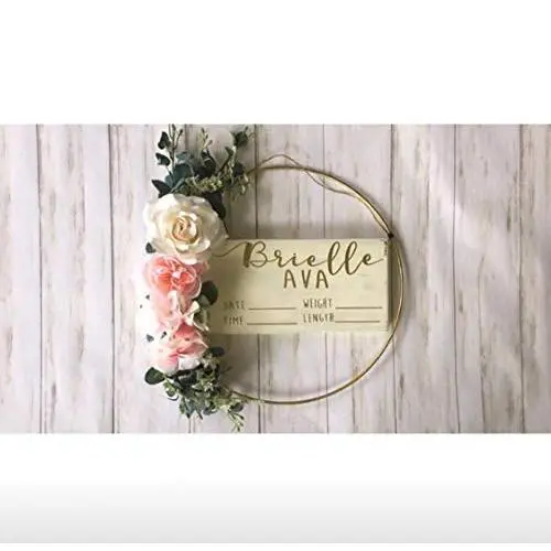 Hospital Door Hanger - White and Gold - Floral - Baby Girl - Shabby Chic