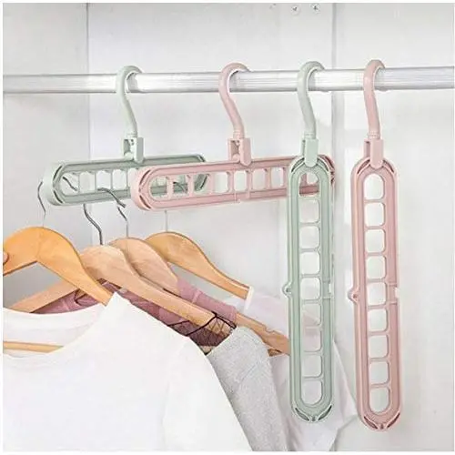 10pcs Space Saving Hangers Multi-Functional 9 in 1 Magic Clothes Hangers Closet Organizer Foldable Random Color 10pcs Space Saving Hangers Multi-Functional 9 in 1 Magic Clothes Hangers Closet Organizer Foldable Random Color