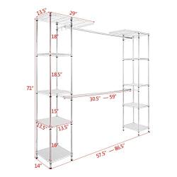 CoziNest Expandable Closet Organizer Free Standing Clothes Hanger Rack Shelves Heavy Duty