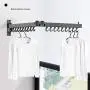 GWXYMJ Coat Rack Balcony Wall-Mounted Drying Racks, Folding Telescopic Invisibility Push-Pull Clothes Rod, Indoor Household Outdoor Clothes Hanger, Rotatable 360° Rotating Bearing (Color : Black)