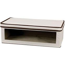 Household Essentials 514 Vision Storage Boxes - Natural Canvas with Brown Trim - Large