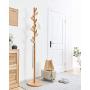 LLDDP Coat Hooks Wall Coat Racks Modern Floor Coat Rack Oak Disc Hanger Living Room Bedroom Simple Clothes Rack Wood Color Floor Hanger Hall Tree Free Standing Garment Racks