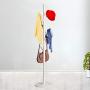 Pokerty DIY Standing Clothes Rack, Wooden Hanger Floor Standing Coat Rack Home Furniture Clothes Round Base Rack Vintage Tree Clothes Rack(White)