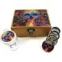 Herb Stash Boxes Set All in One Combo, Metal Grinder, Storage Jar, label- Skull (Skull)