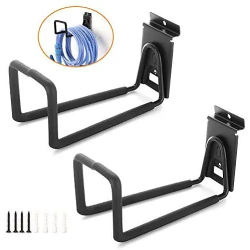 Slatwall Hose Hooks, Heavy Duty Garage Storage Utility Tool Double Holder Bike Hanger Organizer for Bicycle Ladder and Folding Chairs (2 Pack, Black) Slatwall Hose Hooks, Heavy Duty Garage Storage Utility Tool Double Holder Bike Hanger Organizer for Bicycle Ladder and Folding Chairs (2 Pack, Black)