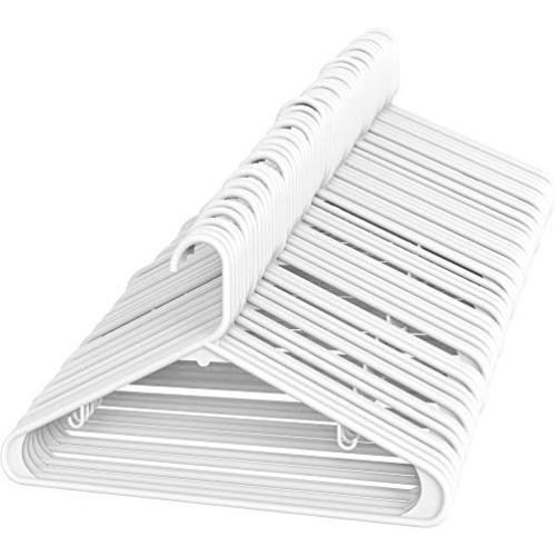 Sharpty White Plastic Hangers, Plastic Clothes Hangers Ideal for Everyday Use, Clothing Hangers, Standard Hangers (60 Pack) (Renewed)