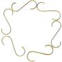 Fwaytech S Shaped Hooks Copper 6 PACK Gold Brass S Hooks Hanger for Jewelry,Pots Pans Rack,Coffee Mugs,Spoons Utensils,Clothes,Jeans,Cups,Bags,Bird Feeders and Plants (H-C6)