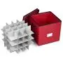 ProPik Holiday Ornament Storage Boxes Chest, 4 Tier Holds Up to 64 Ornaments Balls, with Dividers Made with Durable 600D Oxford Material (Red)