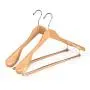 2 Quality Luxury Wooden Suit Hangers Wide Wood Hanger for Coats and Pants with Locking Bar Great for Travelers Heavy Duty(2, Natural Finish)