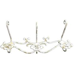 Headbourne 16-Inch Over The Door Metal Rail/Coat Rack with 3 Double Hooks and White Gold Finish, Weathered