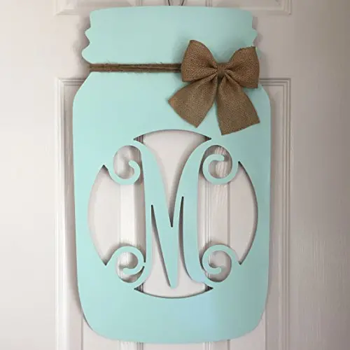 Monogram Mason Jar Door Hanger - Mason Jar Wreath - Rustic Door Hanger - Country Wreath - Southern Burlap Door Hanger - Burlap Monogram Monogram Mason Jar Door Hanger - Mason Jar Wreath - Rustic Door Hanger - Country Wreath - Southern Burlap Door Hanger - Burlap Monogram
