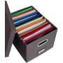 Internets Best Collapsible File Storage Organizer | Decorative Linen Filing & Storage Office Boxes | Letter/Legal | Grey | 2 Pack