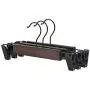 Hanger Pack of 10 Multiple Sizes High-Grade Wooden Pants Hangers with Metal Clips Grip Clip Pants Hanger Smooth Finish Solid Wood Jeans Skirt Hanger for Hanging All Kinds of Clothes