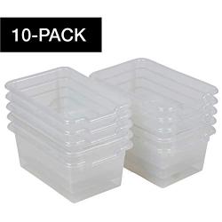 ECR4Kids Scoop-Front Storage Bins, Easy-to-Grip Design Storage Cubbies, Kid Friendly and Built to Last, Pairs with ECR4Kids Storage Units, 10-Pack, Clear