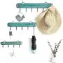 Wall-Mounted Coat Rack, 15-inch Wooden Shelving Hook Storage Key Holder with 5 Metal Hooks for Keys Towel Clothes Hats Bags Mudroom Bathroom Entryway, (2 Packs, Blue) Wall-Mounted Coat Rack, 15-inch Wooden Shelving Hook Storage Key Holder with 5 Metal Hooks for Keys Towel Clothes Hats Bags Mudroom Bathroom Entryway, (2 Packs, Blue)