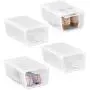 mDesign Stackable Closet Plastic Storage Bin Boxes with Lid - Container for Organizing Mens and Womens Shoes, Sandals, Wedges, Flats, Heels and Accessories - Small, 4 Pack - Clear Frost