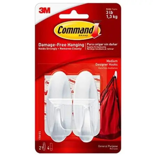 Command Medium Designer Hooks, White, 2-Hooks, Organize & Decorate Damage-Free Command Medium Designer Hooks, White, 2-Hooks, Organize & Decorate Damage-Free