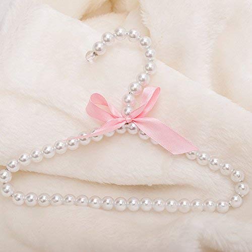 Bueer 5 Pack Pearl Beads Metal Elegant Rosette Clothes Hangers For Kids Children Pet Dog (White)