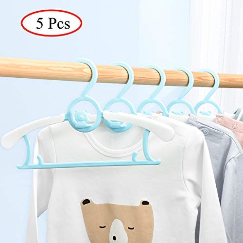 Baby Kids Hangers, Adjustable Hanging Clothes Rompers Pants Dress for Infant Toddlers Children,5-Pack Blue