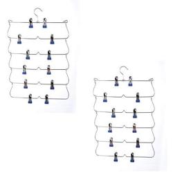 Pants Hangers 6 in 1 Folding Adjustable Rack for Closet Organization Multi-Purpose Non-Slip Space Saving Storage Stackable Closet Organizer(Pack of 2/5)