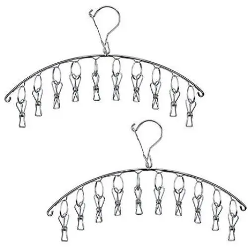 SunTrade Stainless Steel Laundry Drying Rack Clothes Hanger with 10 Clips,Set of 2,for Drying Towels, Diapers, Baby Clothes,Underwear, Socks Gloves SunTrade Stainless Steel Laundry Drying Rack Clothes Hanger with 10 Clips,Set of 2,for Drying Towels, Diapers, Baby Clothes,Underwear, Socks Gloves