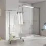 Simple Trending Double Rod Clothing Garment Rack, Rolling Clothes Organizer on Wheels for Hanging Clothes, Chrome