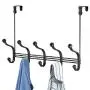 mDesign Decorative Over Door 10 Hook Metal Storage Organizer Rack for Coats, Hoodies, Hats, Scarves, Purses, Leashes, Bath Towels, Robes, Men and Womens Clothing - Matte Black