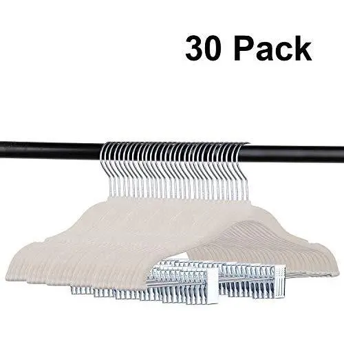 Tosnail 30 Pack Kids Velvet Hangers Childrens Clothes Hangers Baby Hangers with Clips - Off White Tosnail 30 Pack Kids Velvet Hangers Childrens Clothes Hangers Baby Hangers with Clips - Off White
