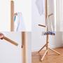 Angels home Simple Solid Wood Coat Rack Nordic Floor Racks Bedroom Living Room Clothes Rack Simple Modern Floor Hangers