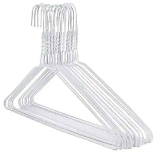 HANGERWORLD 50 White 16inch Metal Wire 13 Gauge Clothes Coat Garment Pants Bar Hangers HANGERWORLD 50 White 16inch Metal Wire 13 Gauge Clothes Coat Garment Pants Bar Hangers