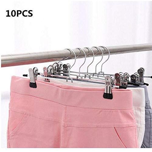 10pcs New Hangers for Clothes Stainless Steel Clip Stand Hanger Pants Skirt Kid Clothes Adjustable Pinch Grip Cabide