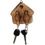 Crafkart Set of 2 Wood Key Ring Chain with Holder - Couple Goals Wooden Couple Key Chains Key Ring Set - Handmade Keyring Keychain and Key Holder - Couple Goals