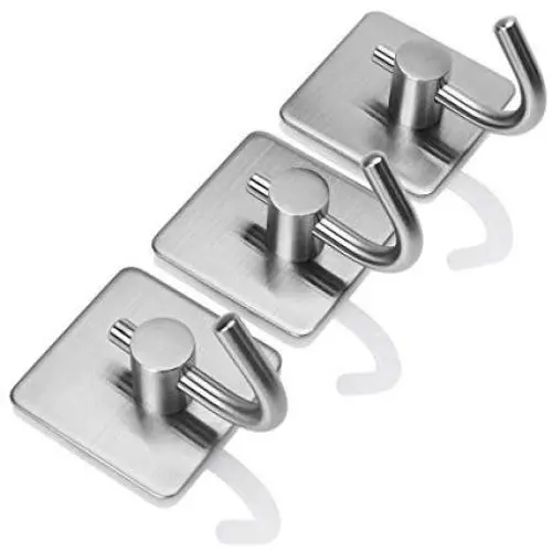 Codream Robe Hooks Heavy Duty 3M Self Adhesive Clothes Hats Towel Hangers for Kitchen Bathroom SUS 304 Stainless Steel Brushed Nickel Pack of 3 Units Codream Robe Hooks Heavy Duty 3M Self Adhesive Clothes Hats Towel Hangers for Kitchen Bathroom SUS 304 Stainless Steel Brushed Nickel Pack of 3 Units