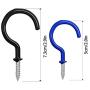 Cup Hook Ceiling Hooks, 2.9 Inches, FineGood Vinyl Coated Screw-in Hanger for Indoor and Outdoor Use - 12 Pack Black and 8 Pack Mix