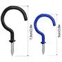 Cup Hook Ceiling Hooks, 2.9 Inches, FineGood Vinyl Coated Screw-in Hanger for Indoor and Outdoor Use - 12 Pack Black and 8 Pack Mix