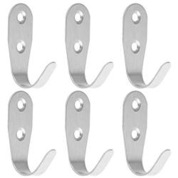 uxcell 6pcs Wall Hooks Stainless Steel Wall Mounted DIY Coats Prong Robe Hooks Clothes Hanger Holder with Screws