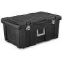 Storage Box. Wheeled Plastic Container Crate W Lid Protects From Damp, Odors, Dirt, Dust, Pests. Replaces Bin, Basket, Tube. Space Saver Footlocker Tote To Hold, Organize In Garage, Boat, Home, Office
