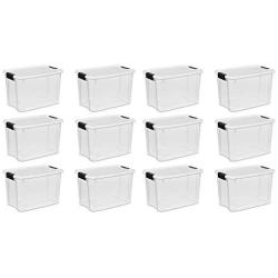 STERILITE Ultra Latch Storage Boxes (12 Count, Clear,30 Quart)