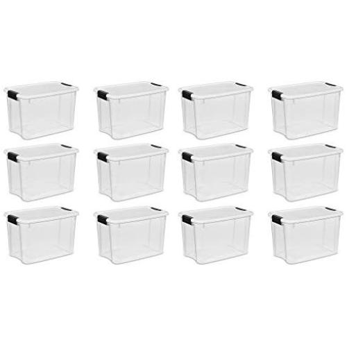 STERILITE Ultra Latch Storage Boxes (12 Count, Clear,30 Quart)