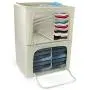 Sorbus Storage Bins with Divided Interior, Foldable Stackable Container Organizer Set with Large Window & Carry Handles, Bedroom Closet Organization for Bedding, Linen, Clothes (Two Section - Beige)