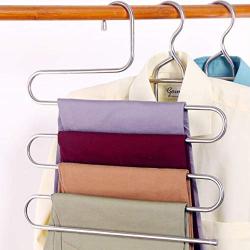 KIPB 5 Layers S Shape Multifunctional Clothes Hangers Pants Storage Hangers Cloth Rack Multilayer Storage Cloth Hanger 1PC