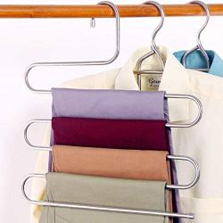 KIPB 5 Layers S Shape Multifunctional Clothes Hangers Pants Storage Hangers Cloth Rack Multilayer Storage Cloth Hanger 1PC