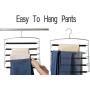 Meetu Pants Hangers 5 Layers Stainless Steel Non-Slip Foam Padded Swing Arm Space Saving Clothes Slack Hangers Closet Storage Organizer for Pants Jeans Trousers Skirts Scarf Ties Towels (6 Pack)