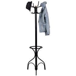 Cypressshop Metal Coat Rack Hat Hanger Tree Hanging Free Stable Stand 6 Clothes Hooks Umbrella Holder Keeping 2 Layer Structure Vintage Style Entry Hall Way Home Furniture