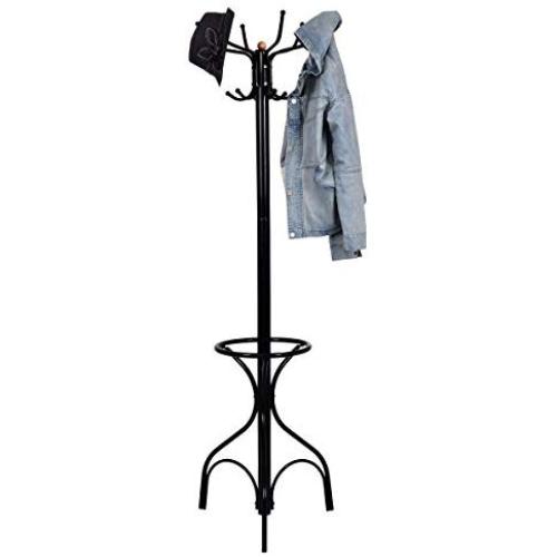 Coat Hat Rack Tree Stand Clothes Hanger Hooks Umbrella Holder Vintage Metal New Black