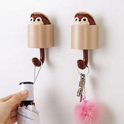 DOITOOL Cartoon Squirrel Wall Plug Hook Hanging Key Hook Wall Clothes Hanger for Kitchen Bathroom Coat Hat (Brown)