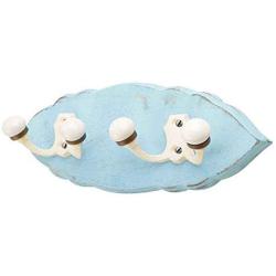 Indianshelf Handmade 1 Artistic Vintage Turquoise Wooden Double Loop Coat Hooks Hangers/Clothes Hooks Door Mount