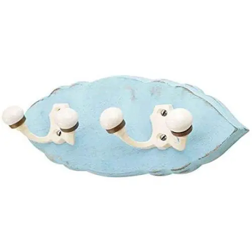 Indianshelf Handmade 1 Artistic Vintage Turquoise Wooden Double Loop Coat Hooks Hangers/Clothes Hooks Door Mount Indianshelf Handmade 1 Artistic Vintage Turquoise Wooden Double Loop Coat Hooks Hangers/Clothes Hooks Door Mount